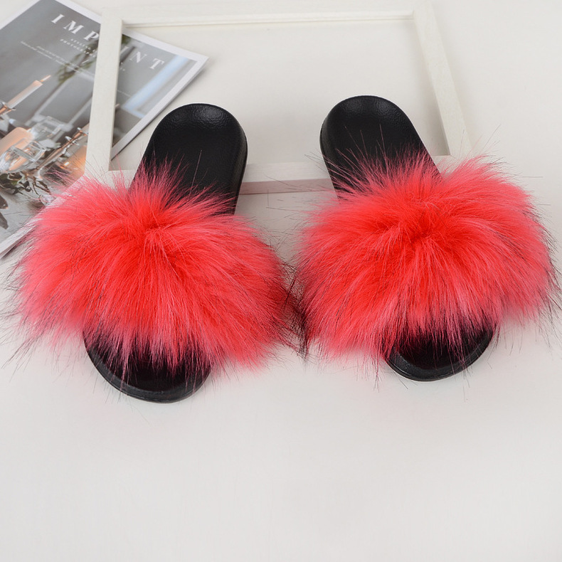 Amazon Faux Fox Fur Slippers Female Summer New Style Plush Slipper Faux Raccoon Fur Non-Slip Sandals Amazon Faux Fox Fur Slippers Female Summer New Style Plush Slipper Faux Raccoon Fur Non-Slip Sandals