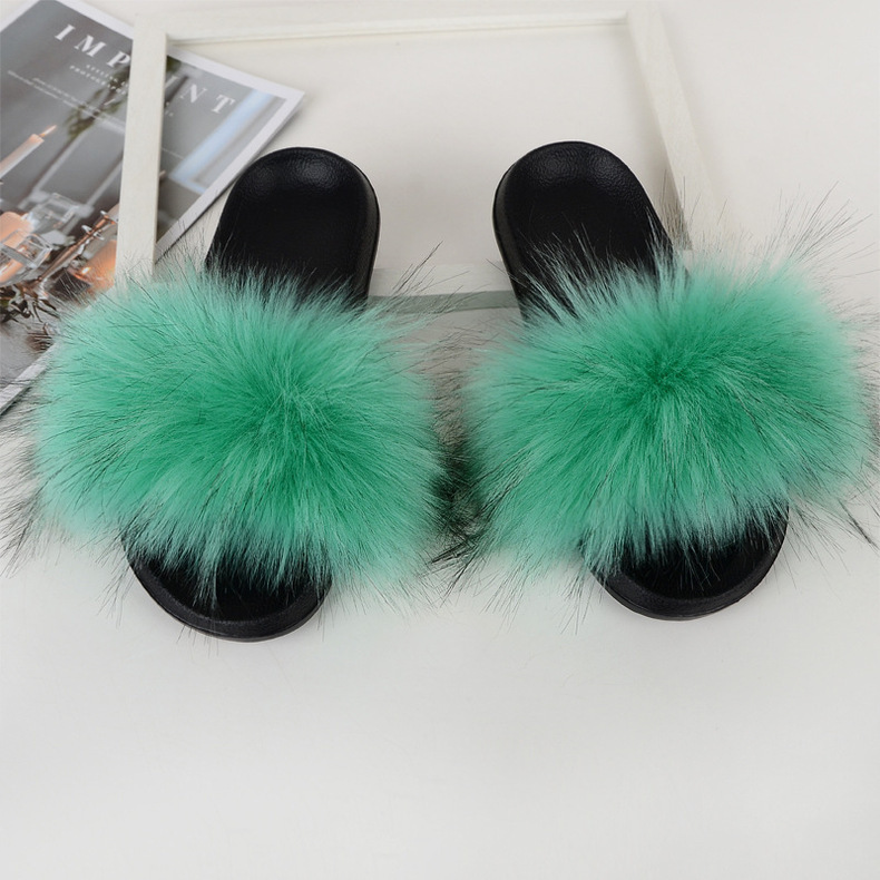 Amazon Faux Fox Fur Slippers Female Summer New Style Plush Slipper Faux Raccoon Fur Non-Slip Sandals Amazon Faux Fox Fur Slippers Female Summer New Style Plush Slipper Faux Raccoon Fur Non-Slip Sandals