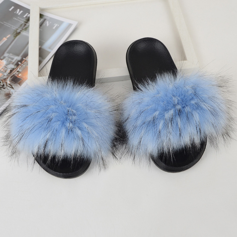 Amazon Faux Fox Fur Slippers Female Summer New Style Plush Slipper Faux Raccoon Fur Non-Slip Sandals Amazon Faux Fox Fur Slippers Female Summer New Style Plush Slipper Faux Raccoon Fur Non-Slip Sandals