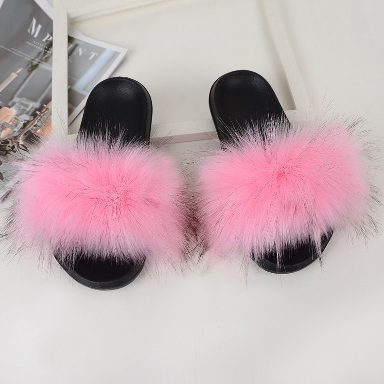 Amazon Faux Fox Fur Slippers Female Summer New Style Plush Slipper Faux Raccoon Fur Non-Slip Sandals Amazon Faux Fox Fur Slippers Female Summer New Style Plush Slipper Faux Raccoon Fur Non-Slip Sandals