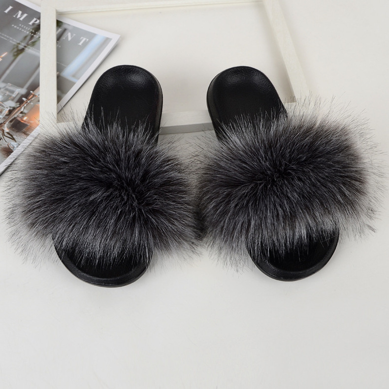 Amazon Faux Fox Fur Slippers Female Summer New Style Plush Slipper Faux Raccoon Fur Non-Slip Sandals Amazon Faux Fox Fur Slippers Female Summer New Style Plush Slipper Faux Raccoon Fur Non-Slip Sandals
