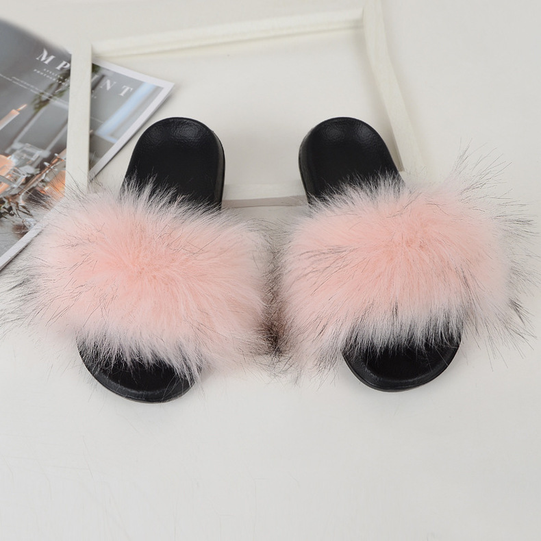 Amazon Faux Fox Fur Slippers Female Summer New Style Plush Slipper Faux Raccoon Fur Non-Slip Sandals Amazon Faux Fox Fur Slippers Female Summer New Style Plush Slipper Faux Raccoon Fur Non-Slip Sandals