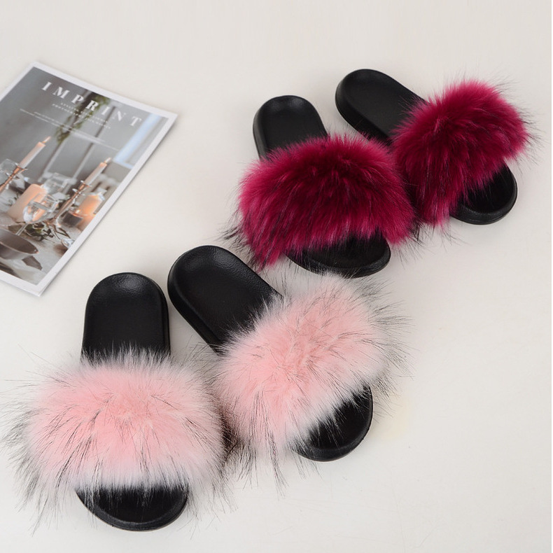 Amazon Faux Fox Fur Slippers Female Summer New Style Plush Slipper Faux Raccoon Fur Non-Slip Sandals Amazon Faux Fox Fur Slippers Female Summer New Style Plush Slipper Faux Raccoon Fur Non-Slip Sandals
