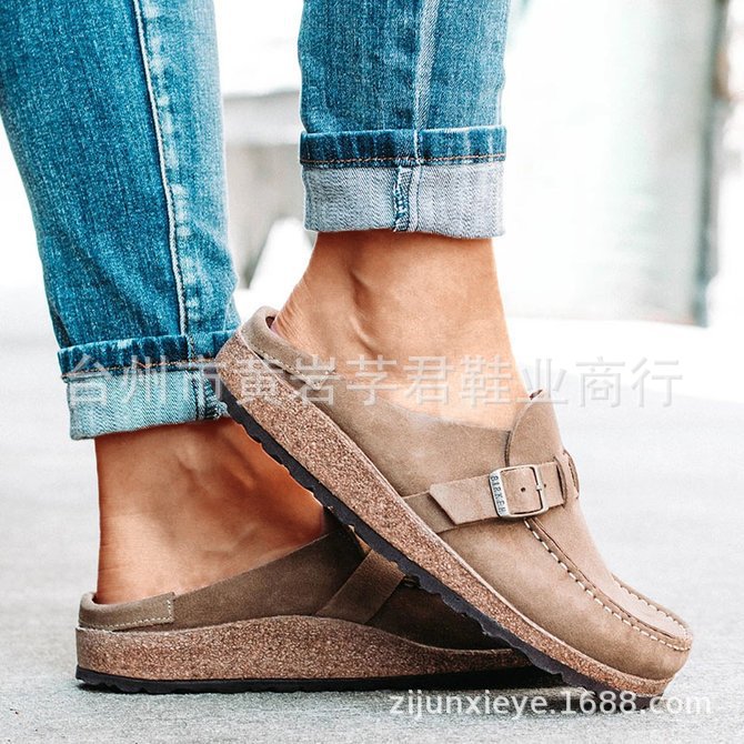 Sandals Baotou Wear Belt Buckle Slipper Women&#039;s CrossBorder Large Size Leisure Slippers Foreign Trade Women&#039;s Shoes