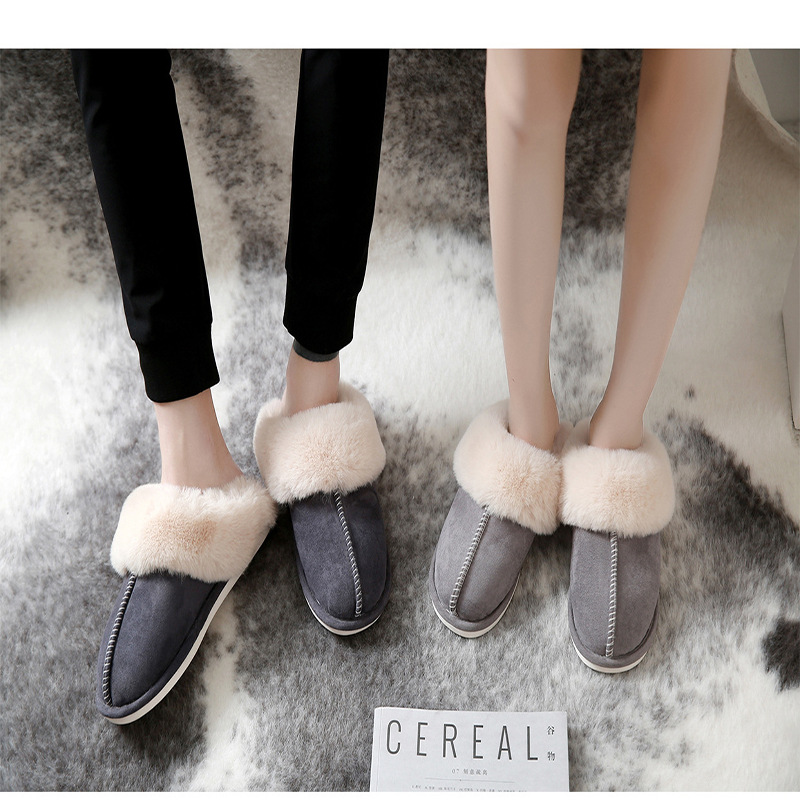 2020 Autumn and Winter Cotton Slippers Home Autumn Winter Couple Warm Thick Woolen Slipper Men&#039;s and Women&#039;s Slippers Foreign Trade Cotton Shoes Wholesale
