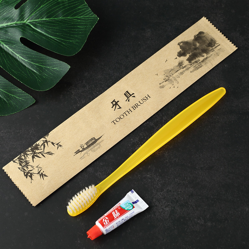 Hotel Disposable Toiletries Tooth-Cleaners Set Hotel Toothbrush Toothpaste Slippers B &amp; B Room Supplies Wholesale