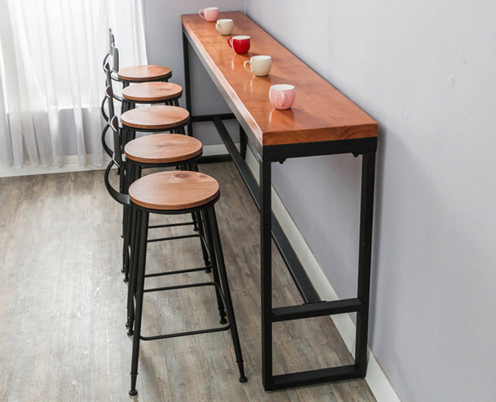 Nordic Solid Wood Wall Bar High Leg Table and Chair Home Long Table and Chair Bar Iron Wall Milk Tea Shop Water Bar Counter Nordic Solid Wood Wall Bar High Leg Table and Chair Home Long Table and Chair Bar Iron Wall Milk Tea Shop Water Bar Counter