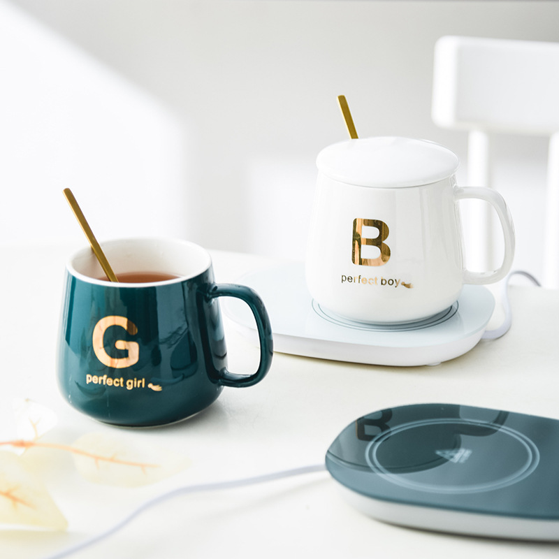 Ceramic Thermos Mug 55 Degrees Thermal Cup Warm Cup Creative Heating Coaster Hot Coffee Milk Logo