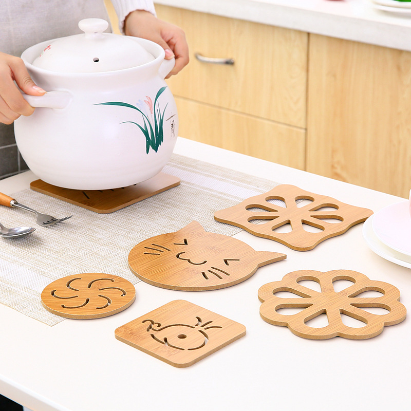Home Wooden Cartoon Heat Proof Mat Dining Table Cushion Non-Slip Pot Mat Creative Cute Mat Teacup Mat Bowl Coaster Cup Coaster