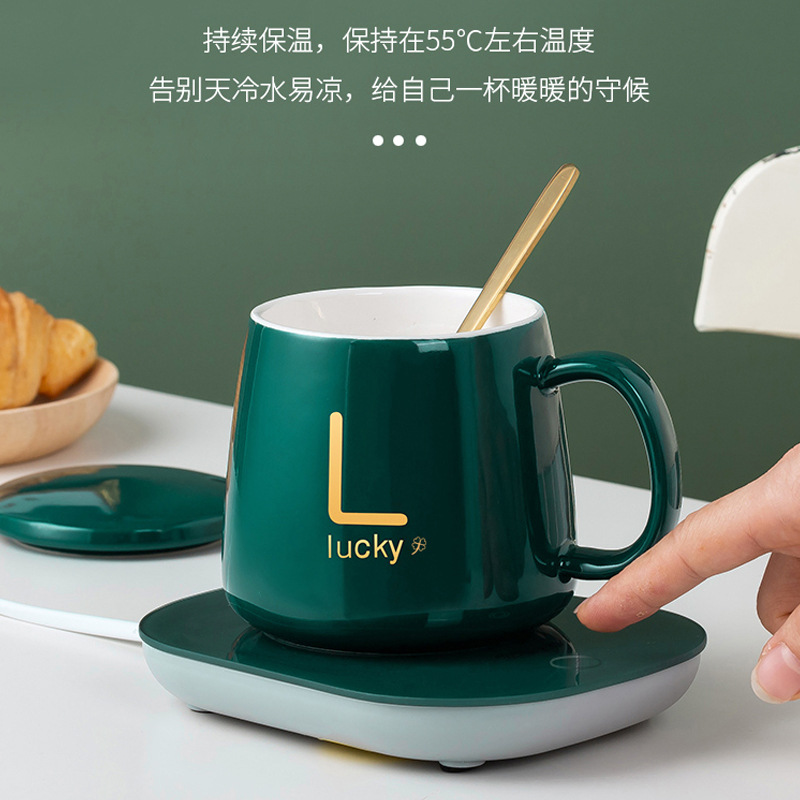 Internet Celebrity Gift Box Warm Cup 55 Degrees Thermal Cup Cup Warming Holder Ceramic Heating Coaster Thermal Cup Pad Fixed Logo