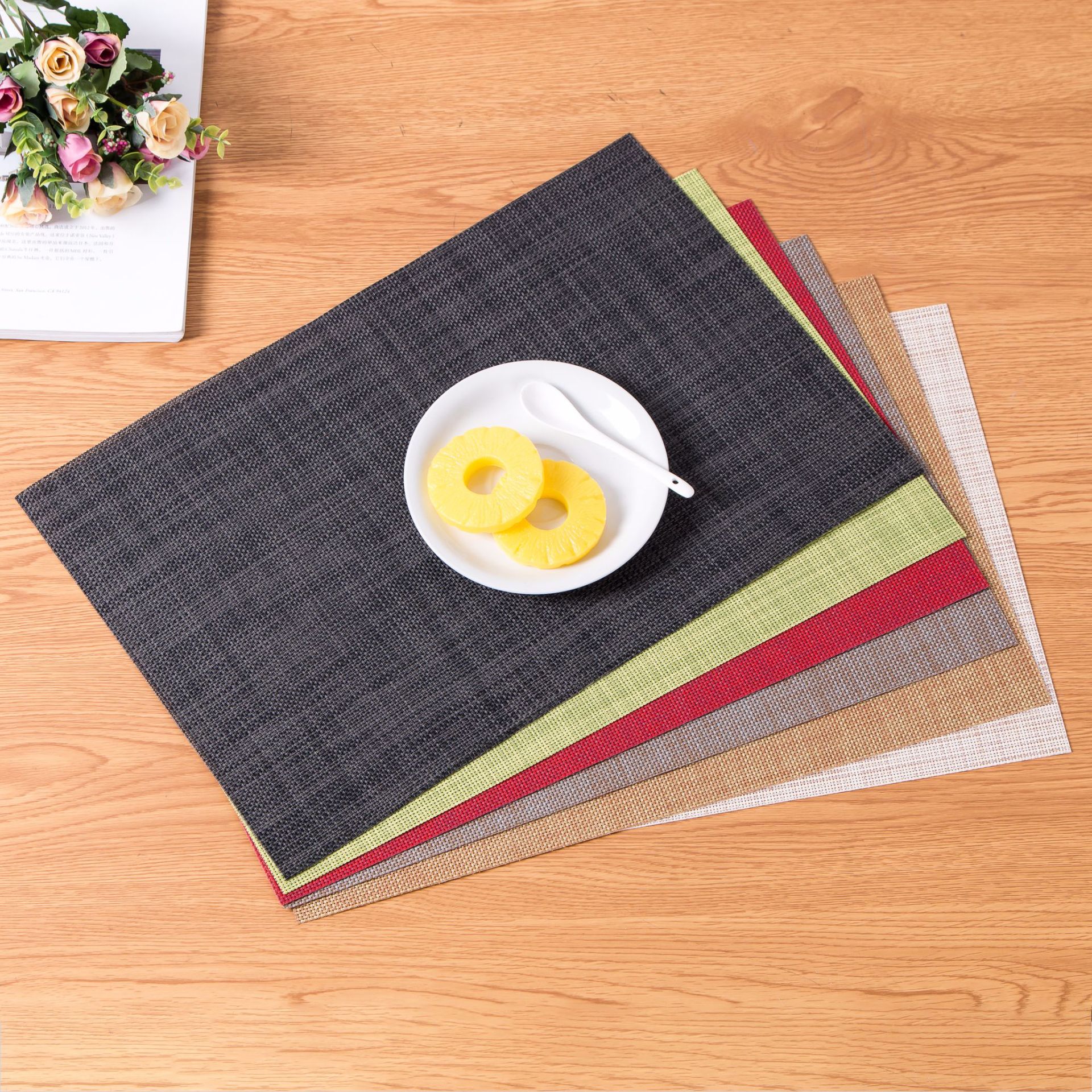 Placemat PVC Japanese and European Style Table Mat Non-Slip Waterproof Wash-Free and Environmentally Friendly Heat Proof Mat Western-Style Placemat Placemat Bowl Coaster Cup Coaster