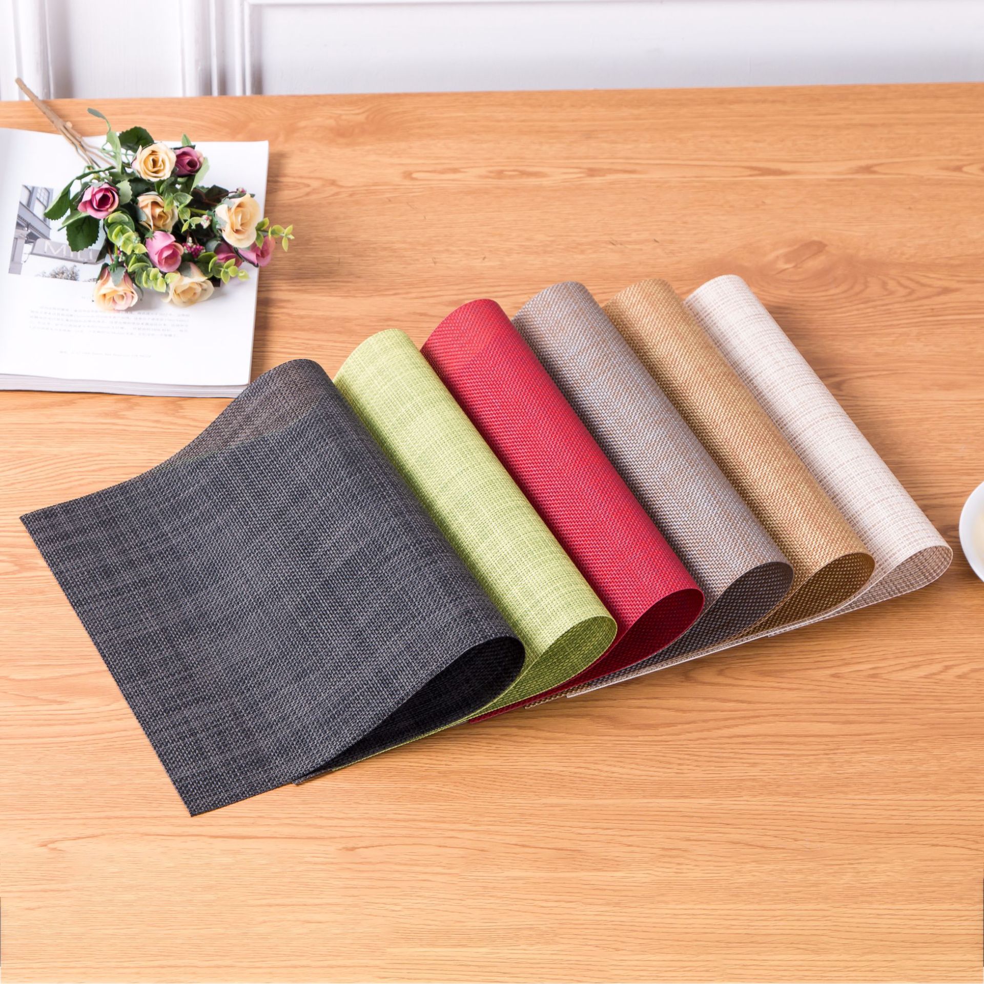 Placemat PVC Japanese and European Style Table Mat Non-Slip Waterproof Wash-Free and Environmentally Friendly Heat Proof Mat Western-Style Placemat Placemat Bowl Coaster Cup Coaster