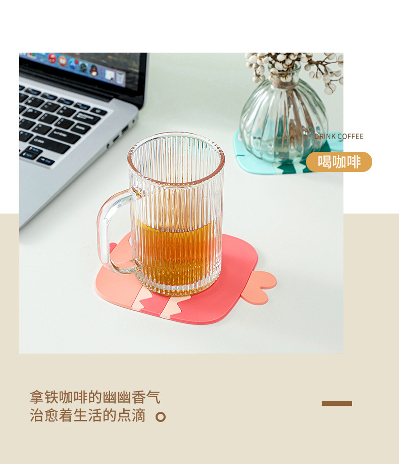 Creative Silicone Cup Mat Non-Slip Cute Teacup Mat Ins Style Nordic Coaster Heat Proof Mat High Temperature Resistant Home Coasters