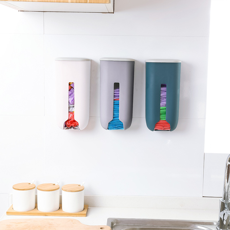 2519 Plastic Bag Storage Box Kitchen Wall Hanging for Holding Garbage Bag Box Extraction Garbage Bag Storage Box