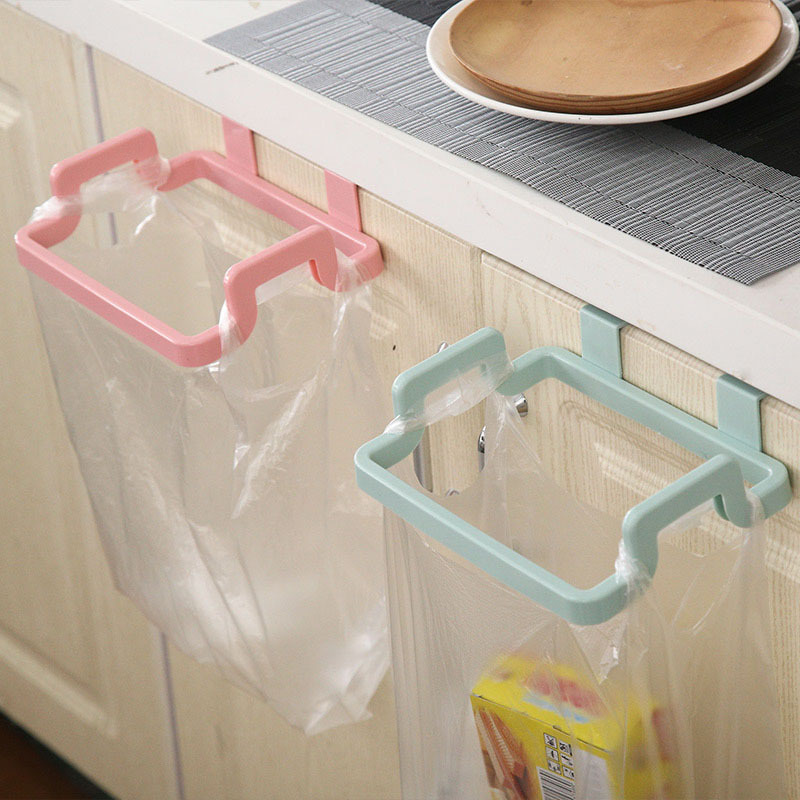 Kitchen can hang type cabinet door garbage rack door back type garbage bag storage rack plastic bag shelf