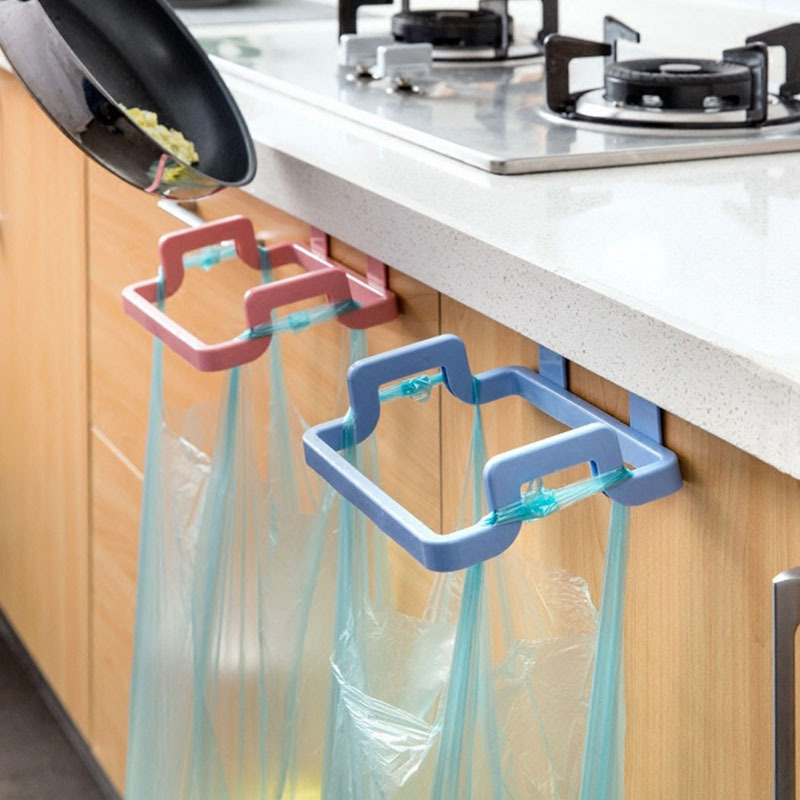 Kitchen can hang type cabinet door garbage rack door back type garbage bag storage rack plastic bag shelf