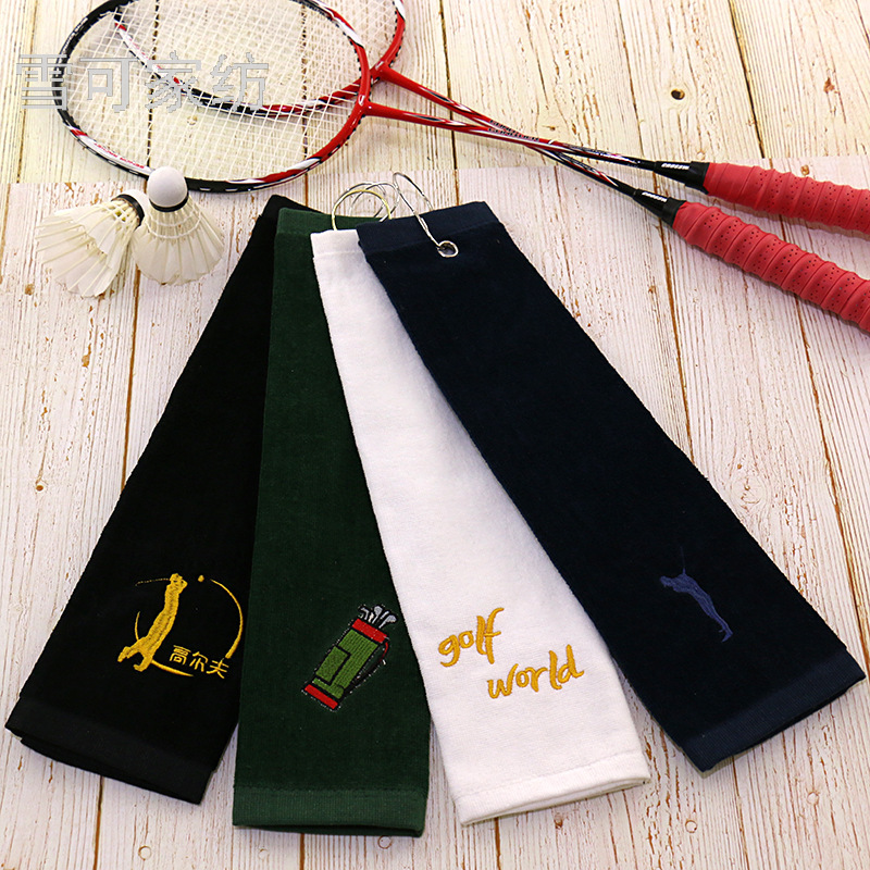 Golf Towel Terry Cotton Outdoor Long Towel with Hook Sports Embroidery Towel