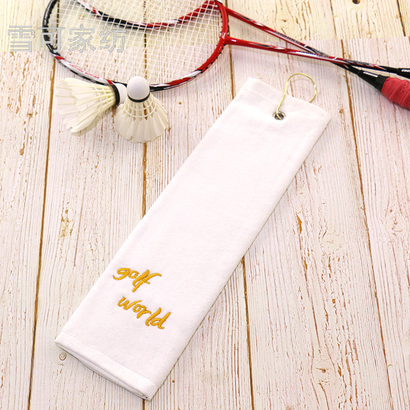 Golf Towel Terry Cotton Outdoor Long Towel with Hook Sports Embroidery Towel