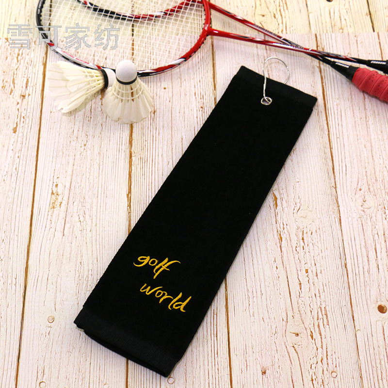 Golf Towel Terry Cotton Outdoor Long Towel with Hook Sports Embroidery Towel