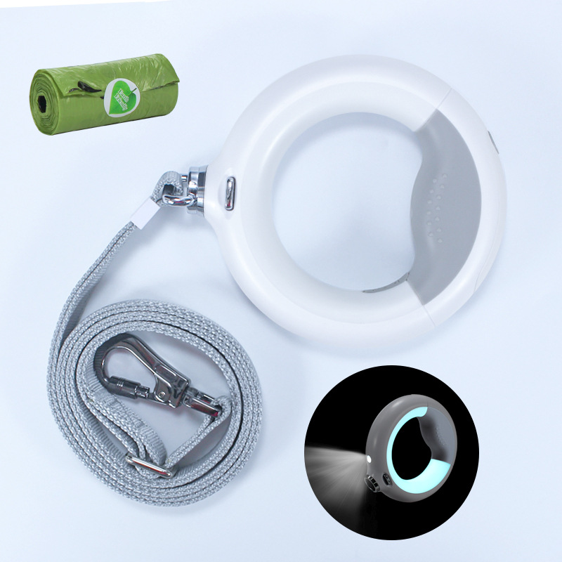 Pet Hand Holding Rope Cool Luminous Dog Leash Retractable Leash Hand Holding Rope Garbage Bag Color Light Led Retractable Dog Leash