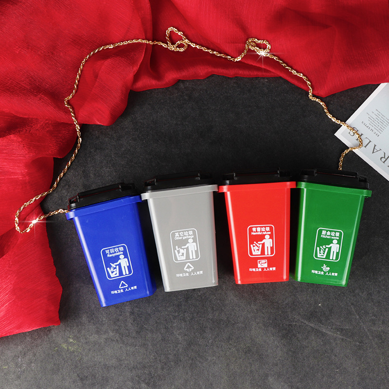 Tiktok Same Style Internet Celebrity Trash Can Bag Garbage Classification Crossbody Bag Fashion Creative Personalized Mini Men&#039;s and Women&#039;s Backpacks