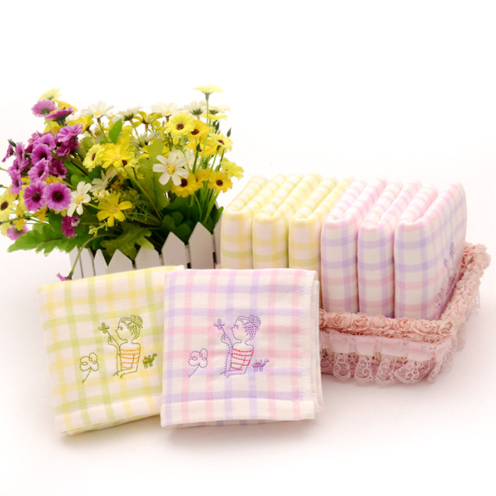 Double towel Scarf Cotton absorbent twistless towel embroidery towel girl children