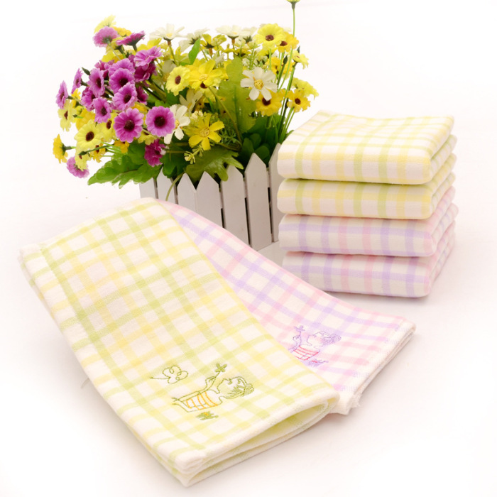 Double towel Scarf Cotton absorbent twistless towel embroidery towel girl children
