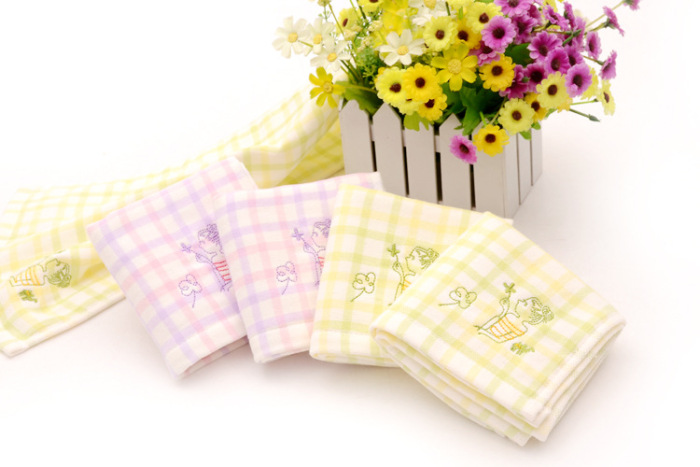 Double towel Scarf Cotton absorbent twistless towel embroidery towel girl children