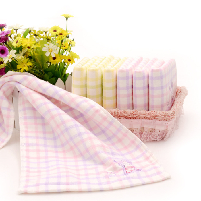 Double towel Scarf Cotton absorbent twistless towel embroidery towel girl children