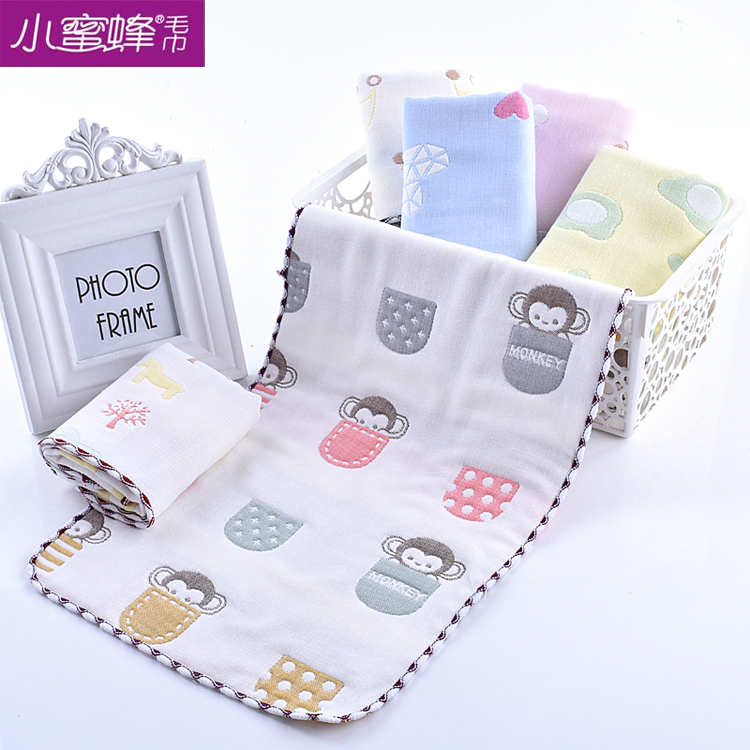 Six layers of multicolored cartoon towel small animal towel small bee towel