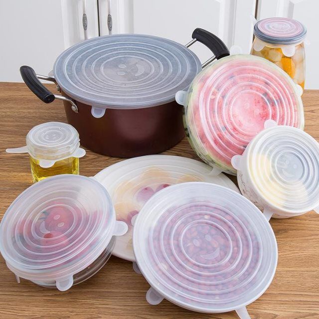 Edible Silicon 6-Piece Set Fresh Cover Stretchable 5-Piece Set Bowl Cover Refrigerator Microwave Oven Sealed Plastic Wrap