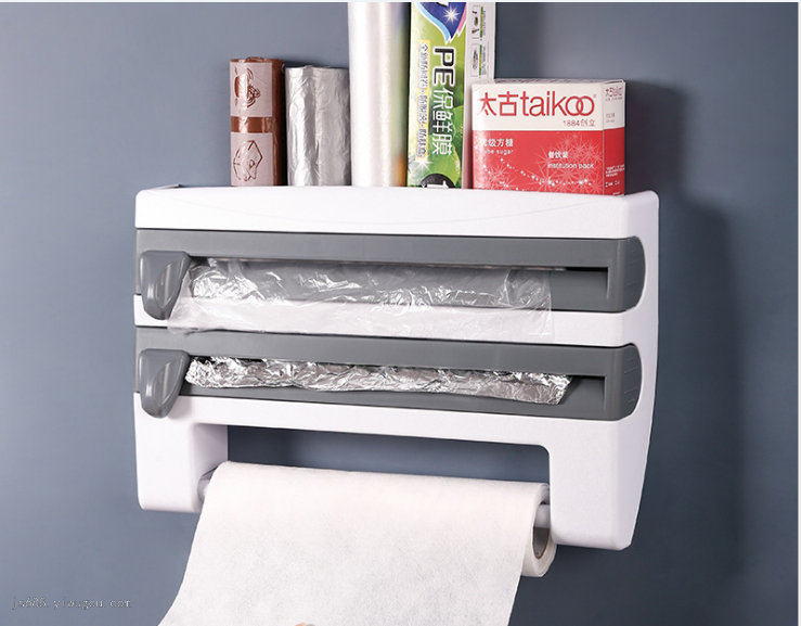 Kitchen Plastic Wrap Storage Rack with Cutter Foil Rack Plastic Wrap Rack