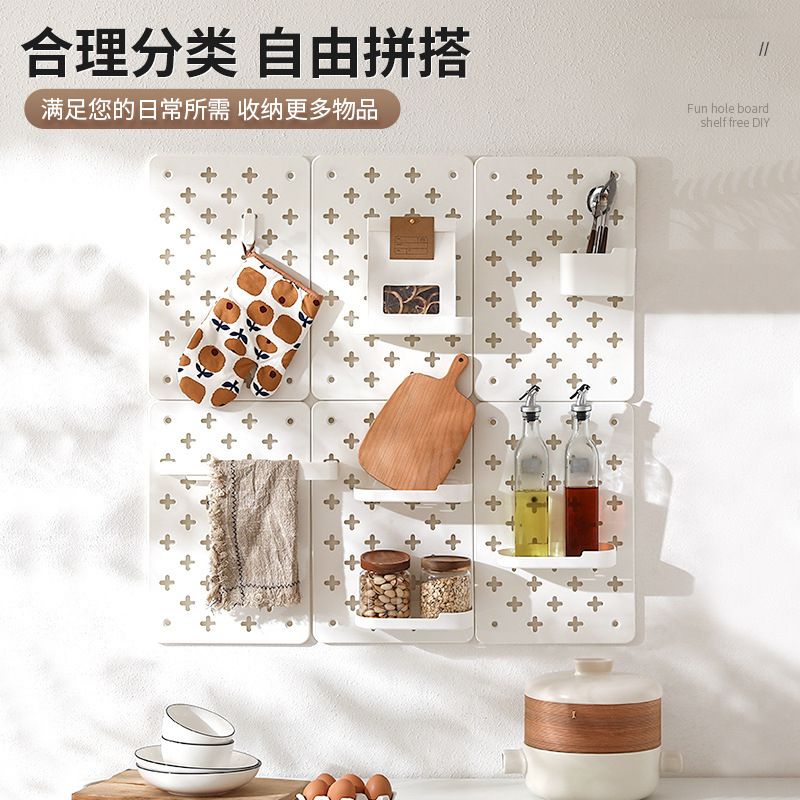 Wall-Mounted Plastic Nordic Shelf Storage Kitchen Solid Wood Decorative Wall Wall-Mounted Partition Shelf Wire-Wrap Board