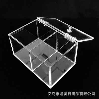 2020 New Acrylic Cotton Swab Storage Box Two Grid Transparent Tissue Box Factory Wholesale
