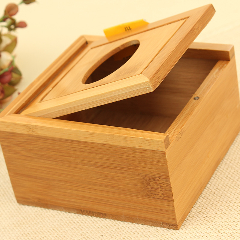 Tissue box bamboo paper box vintage restaurant napkins box table top storage car Tissue box special offer