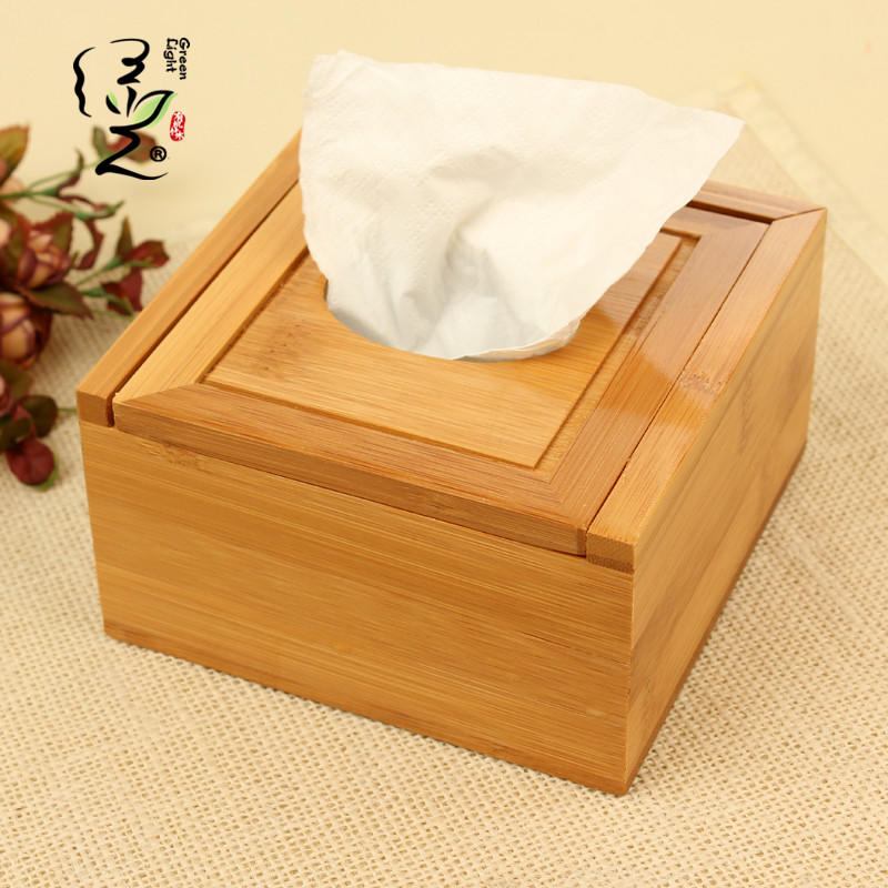 Tissue box bamboo paper box vintage restaurant napkins box table top storage car Tissue box special offer