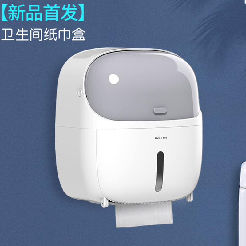 Toilet Tissue Box Toilet Hole-Free Waterproof Tissue Box Wall-Mounted Shelves Roll Holder