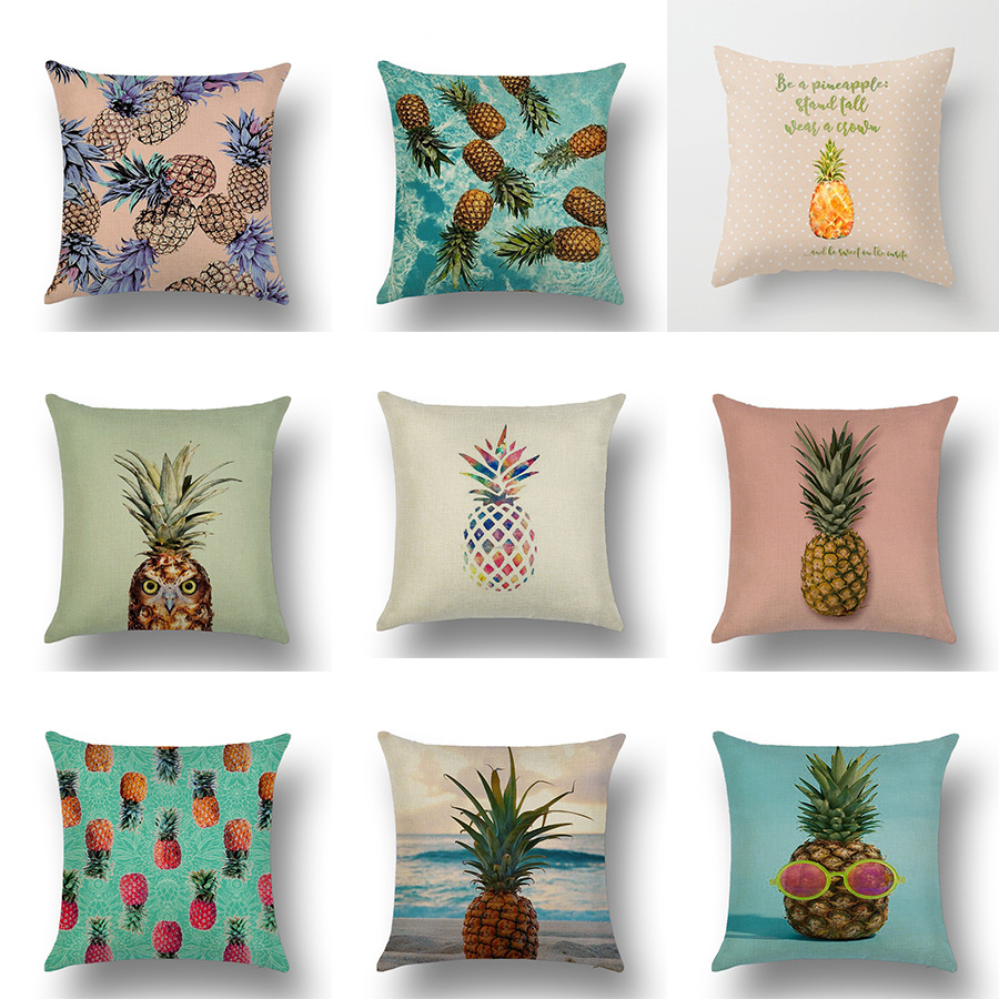 Tropical Fruit Painted Pineapple Flax Pillow Pillow Cover Casual and Comfortable Car and Sofa Office Cushion Cover