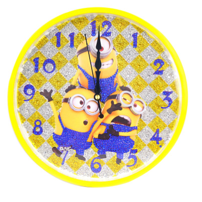 Children&#039;s Room Wall Clock Diamond Brick Spot Drill Painting Bedroom Living Room Cute Cartoon Size Full Diamond Boys and Girls Clock