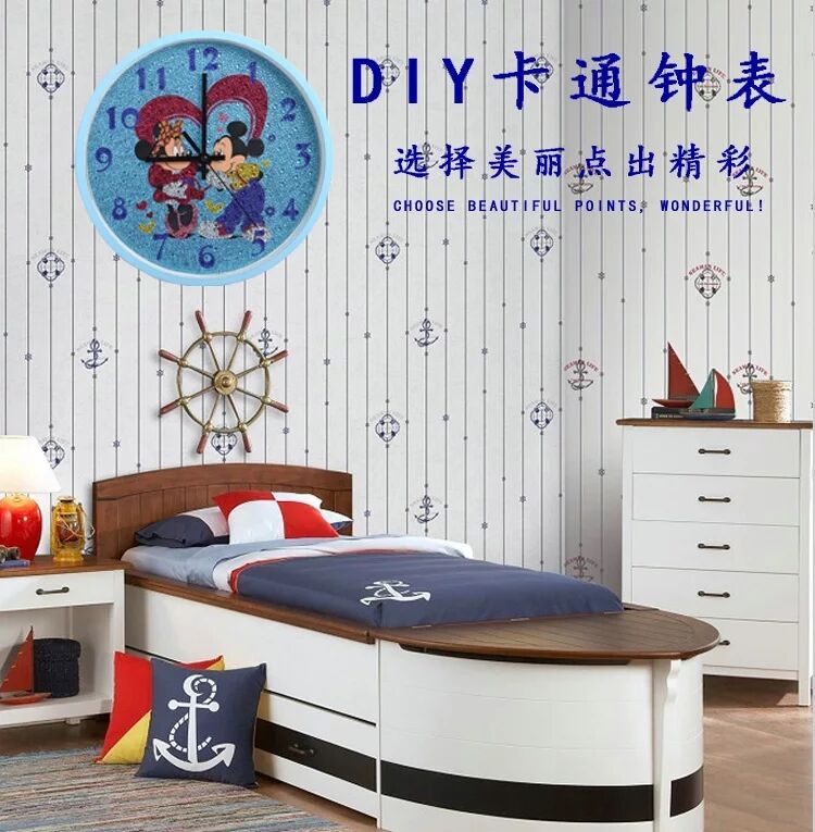 Children's Room Wall Clock Diamond Brick Spot Drill Painting Bedroom Living Room Cute Cartoon Size Full Diamond Boys and Girls Clock Children's Room Wall Clock Diamond Brick Spot Drill Painting Bedroom Living Room Cute Cartoon Size Full Diamond Boys and Girls Clock