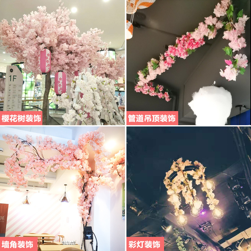 Artificial Cherry Tree Peach Tree Indoor Hotel Mall Lobby Wedding Landscaping Decoration Pink Fake Trees Wishing Tree