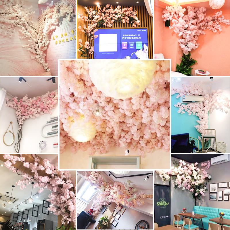 Artificial Cherry Tree Peach Tree Indoor Hotel Mall Lobby Wedding Landscaping Decoration Pink Fake Trees Wishing Tree