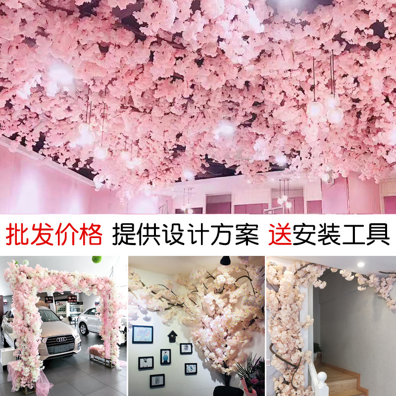 Artificial Cherry Tree Peach Tree Indoor Hotel Mall Lobby Wedding Landscaping Decoration Pink Fake Trees Wishing Tree