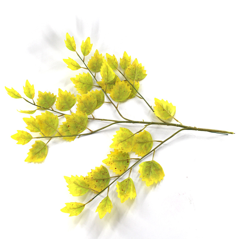 Artificial Plant Poplar Leaf Autumn Color Maple Leaf Locust Tree False Leaf Single Stem Decorative Desert Green Plant Wholesale