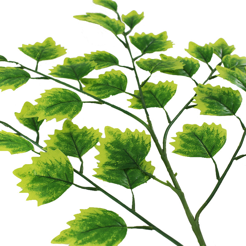 Artificial Plant Poplar Leaf Autumn Color Maple Leaf Locust Tree False Leaf Single Stem Decorative Desert Green Plant Wholesale
