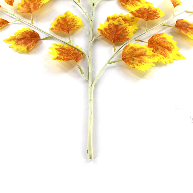 Artificial Plant Poplar Leaf Autumn Color Maple Leaf Locust Tree False Leaf Single Stem Decorative Desert Green Plant Wholesale