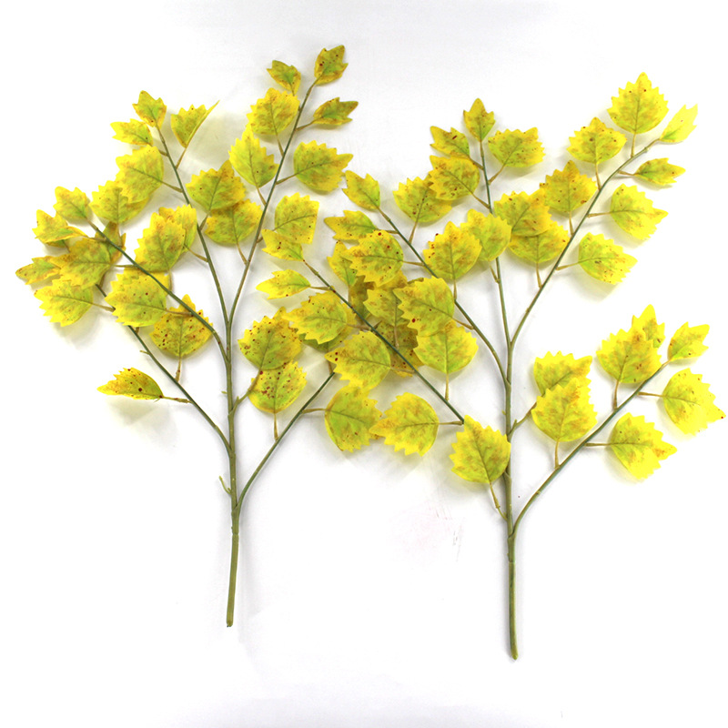 Artificial Plant Poplar Leaf Autumn Color Maple Leaf Locust Tree False Leaf Single Stem Decorative Desert Green Plant Wholesale