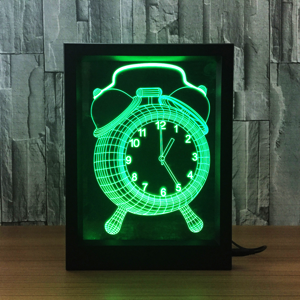 Clock creative 3D gift desk lamp bedside lamp led night lamp decorative atmosphere acrylic photo frame 288 Clock creative 3D gift desk lamp bedside lamp led night lamp decorative atmosphere acrylic photo frame 288