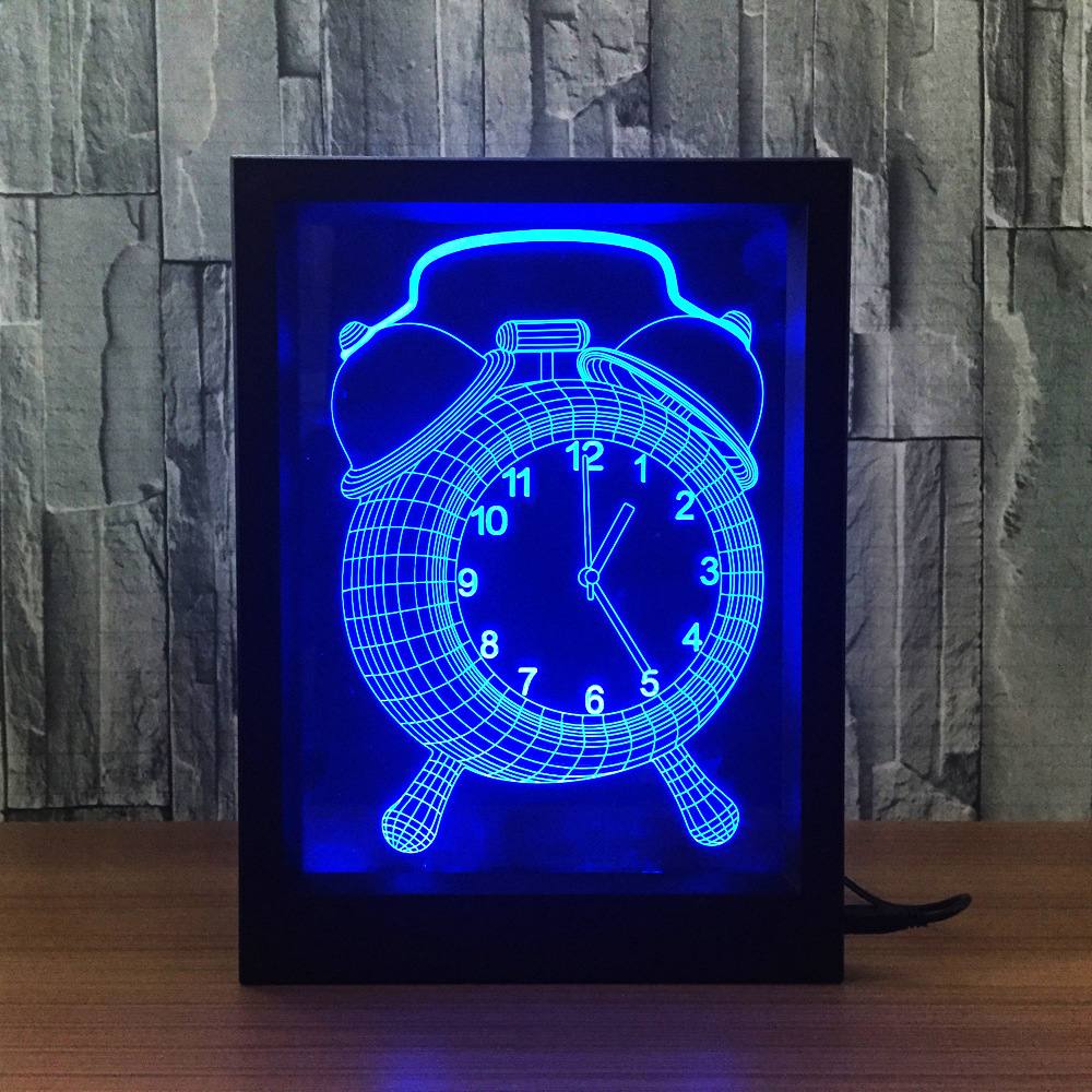 Clock creative 3D gift desk lamp bedside lamp led night lamp decorative atmosphere acrylic photo frame 288 Clock creative 3D gift desk lamp bedside lamp led night lamp decorative atmosphere acrylic photo frame 288