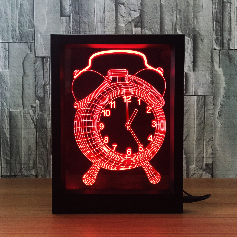 Clock creative 3D gift desk lamp bedside lamp led night lamp decorative atmosphere acrylic photo frame 288 Clock creative 3D gift desk lamp bedside lamp led night lamp decorative atmosphere acrylic photo frame 288